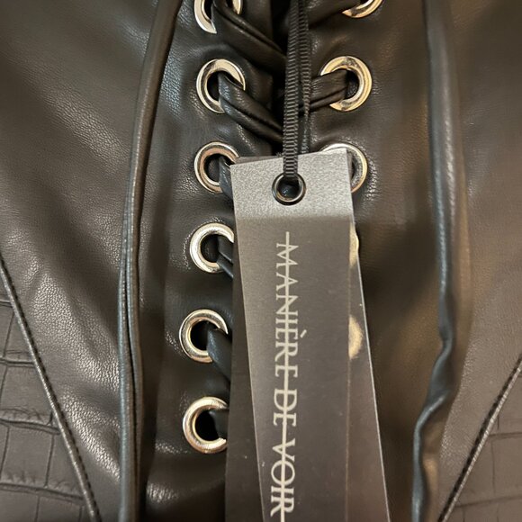 Maniere De Voir Pants | Lace Up Leather Black Pants | Color: Black | Size: 8 - Picture 6 of 7